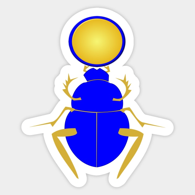 Ancient Egyptian Scarab beetle and Aten Sticker by Krystal Raven